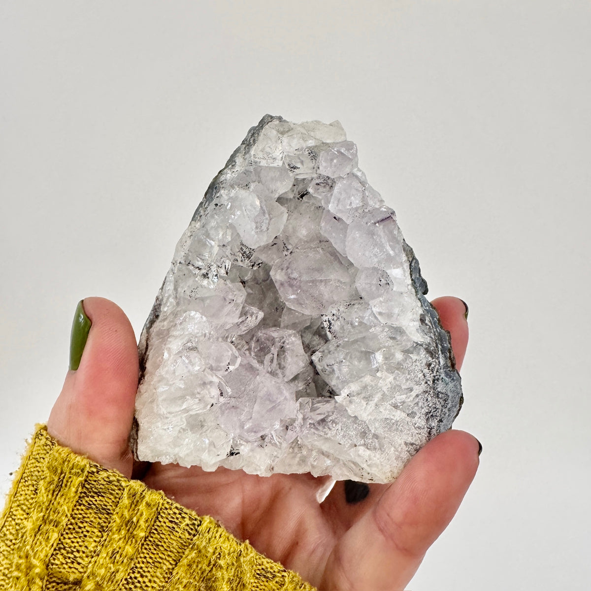 Self-standing Amethyst geode crystal cluster from FoxlarkCrystals, showcasing vibrant purple crystals and natural crystal formations.