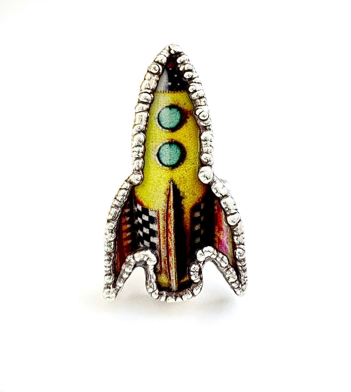 rocket statement ring, fine silver, weird jewelry