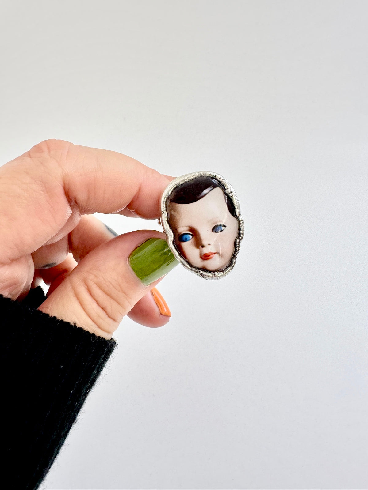 The Weirdlings Collection - Doll Head Ring | Size 10.5 | Fine Silver