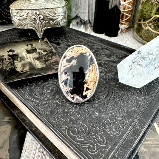 Fossilized Palm Root Crystal Ring Fine Silver Size 10 / Foxlark Collection - One of a Kind