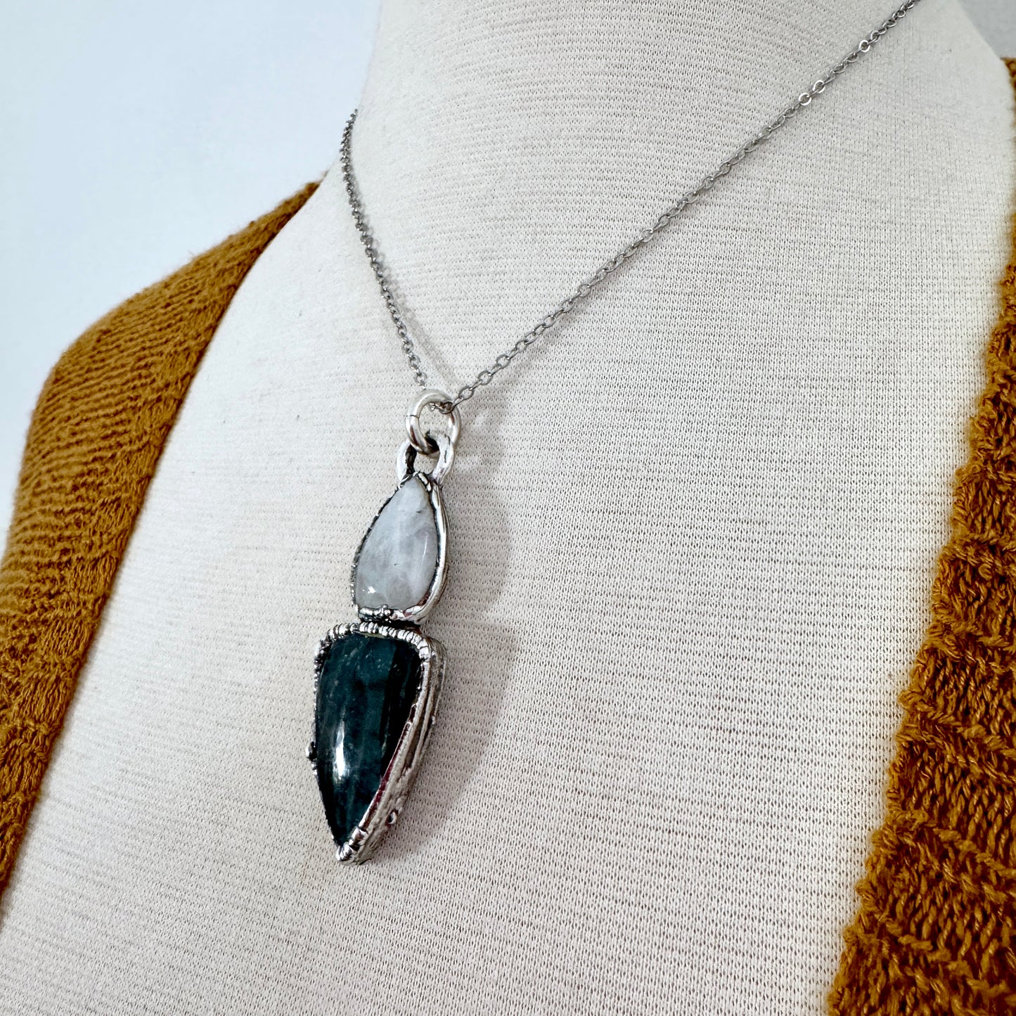 Multi Stone Labradorite Rainbow Moonstone Necklace Silver / Foxlark Collection