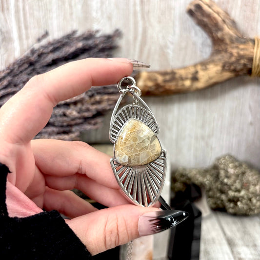 Moss & Moon Collection - Fossilized Coral Statement Necklace in Fine Silver / One of a Kind