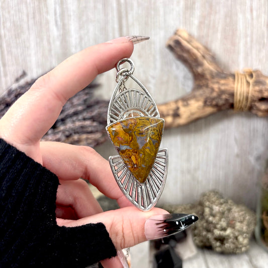 Moss & Moon Collection - Petrified Wood Statement Necklace in Fine Silver / One of a Kind