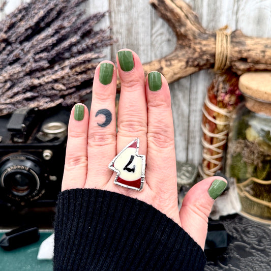 Playing Games - Lightning Bolt #7 Pool Ball Ring Fine Silver Size 8.5 / Foxlark Collection - One of a Kind