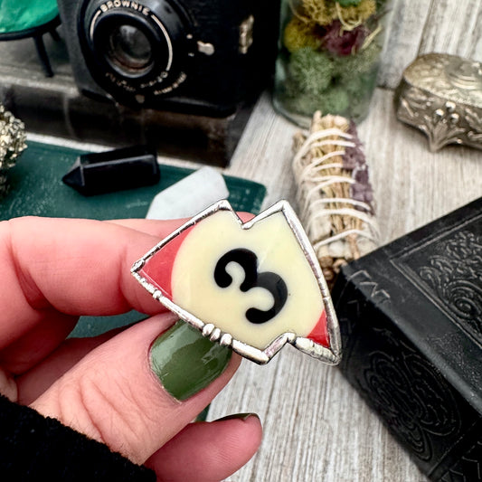 Playing Games - Lightning Bolt #3 Pool Ball Ring Fine Silver Size 10 / Foxlark Collection - One of a Kind