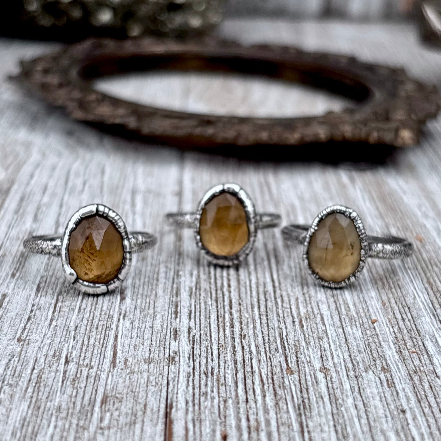 Citrine Ring Fine Silver Small faceted Stone Ring Size 5 6 7 8 9 10 11 / Foxlark Collection