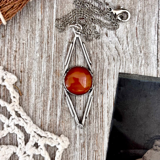 Red Carnelian Crystal Necklace in Fine Silver / Foxlark Collection - One of a Kind