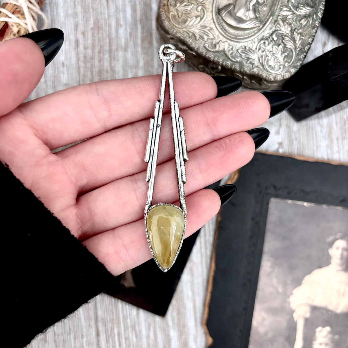 Citrine crystal necklace by FOXLARK with fine silver setting, featuring a one-of-a-kind design from the FOXLARK collection.