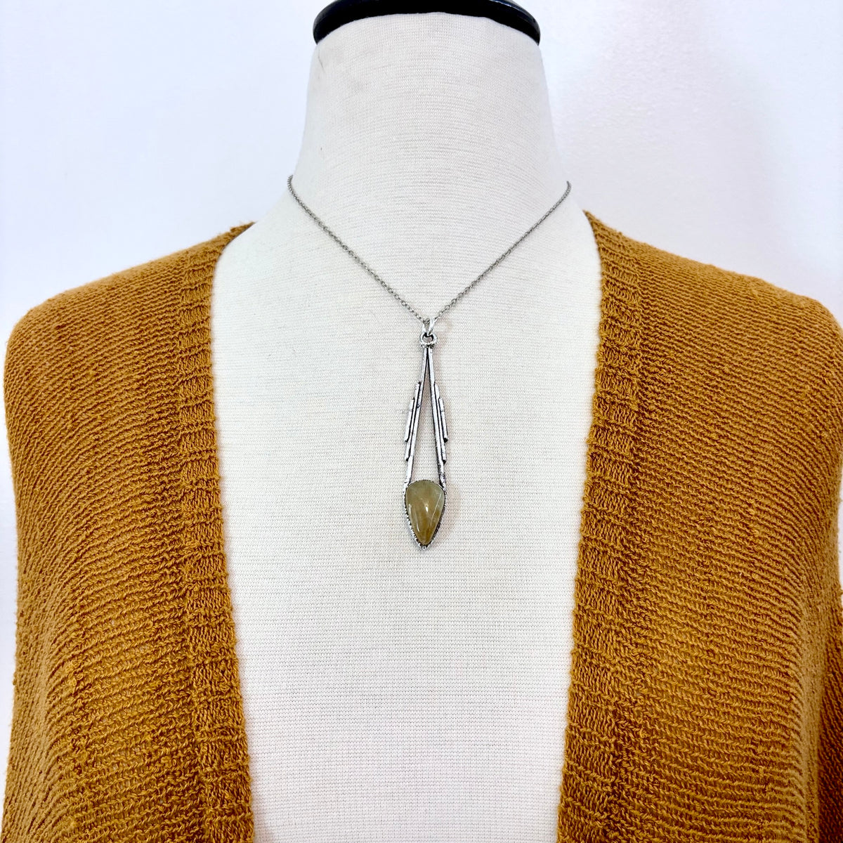 Citrine crystal necklace with fine silver setting from FOXLARK Foxlark Collection, showcasing a one-of-a-kind pendant.