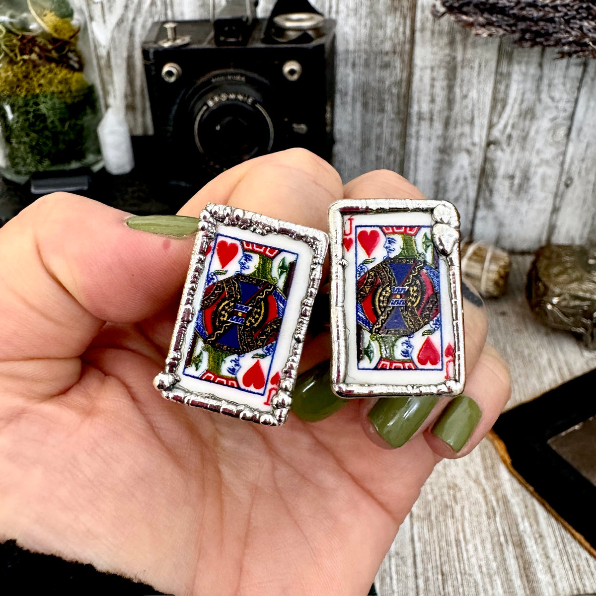 Silver Jack of Hearts playing card ring by FOXLARK in size 8 or 10, detailed fine silver jewelry for gaming enthusiasts