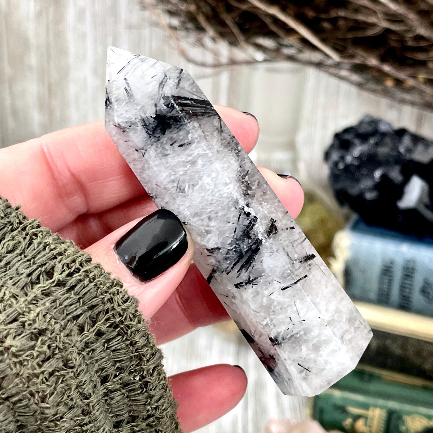Tourmaline Quartz Crystal Point Self Standing / FoxlarkCrystals