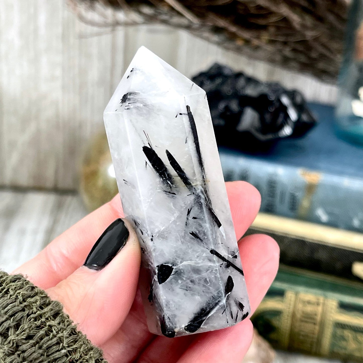 Tourmaline Quartz Crystal Point Self Standing / FoxlarkCrystals