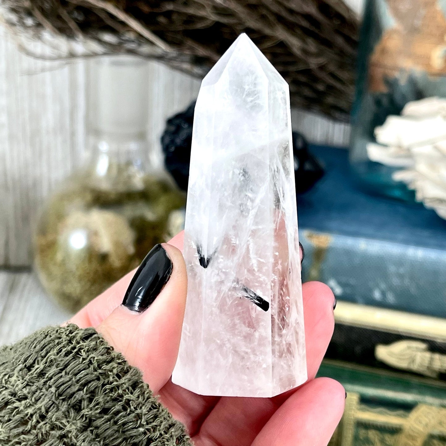 Tourmaline Quartz Crystal Point Self Standing / FoxlarkCrystals