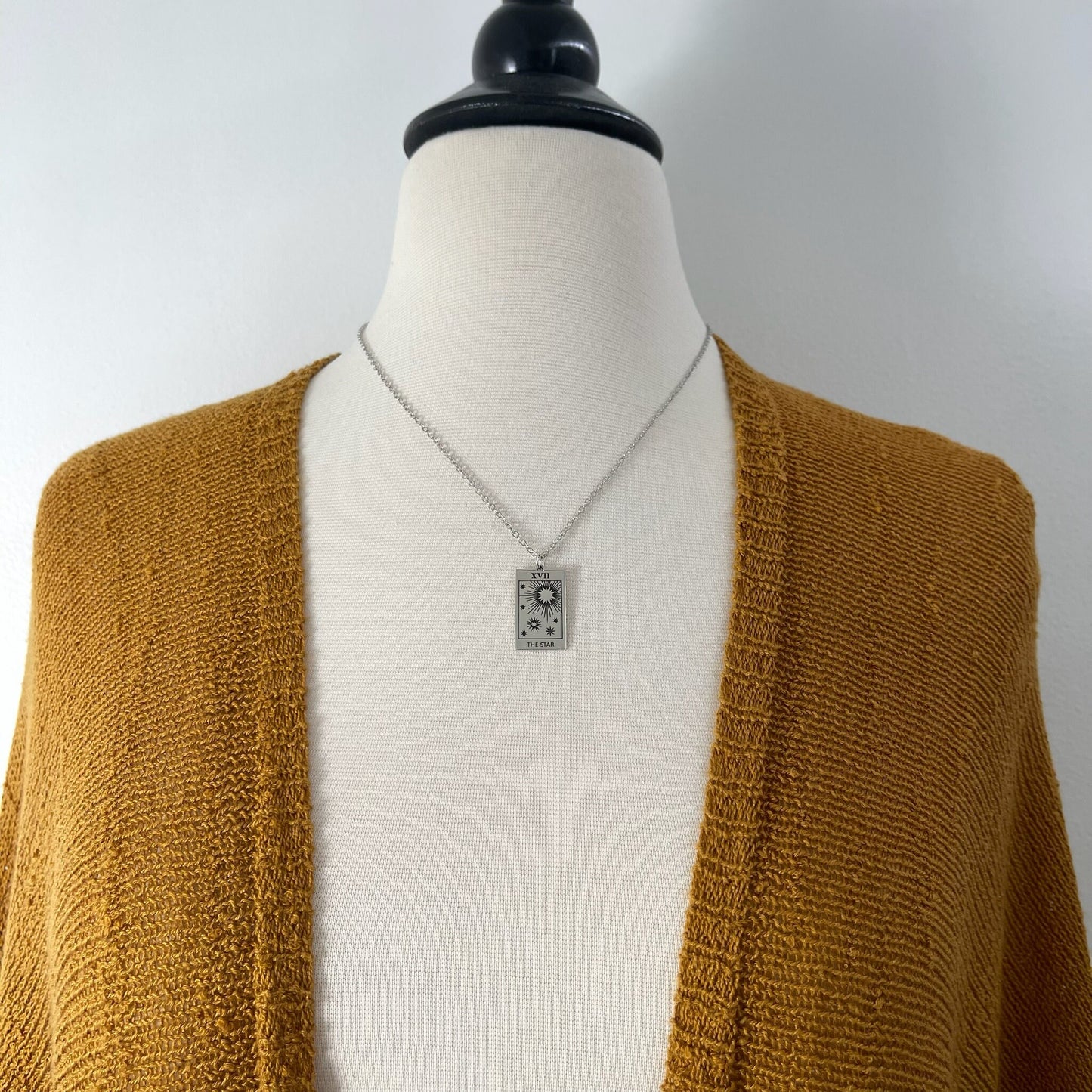 Tiny Talisman Collection - Sterling Silver The Star Tarot Card Necklace 24x14mm /