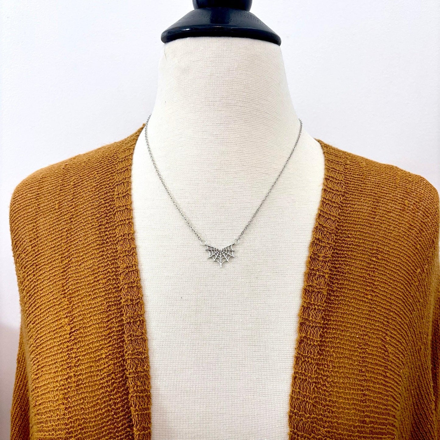 Tiny Talisman Collection - Sterling Silver Spider Web Necklace Pendant