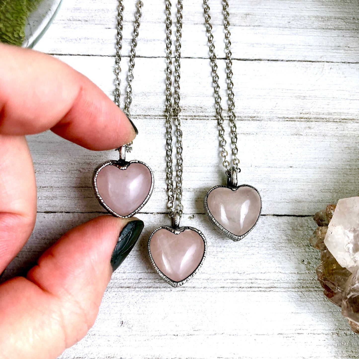 Bridesmaid Gift, Crystal heart, Crystal Necklace, Crystal Necklaces, Etsy ID: 739789896, FOXLARK- NECKLACES, Heart Necklace, Heart Pendant, Jewelry, Necklaces, Pink Crystal, Pink Crystal Heart, Pink Stone Necklace, Rose Quartz HeaRT, Rose Quartz Necklace,