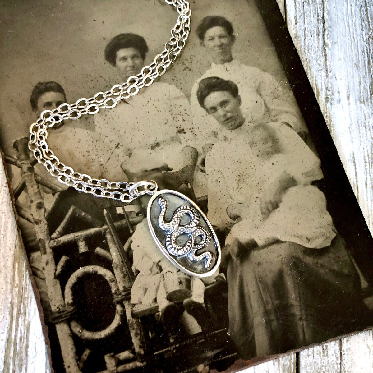 Tiny Taliman Collection - Sterling Silver Snake Pendant 18x10mm /.