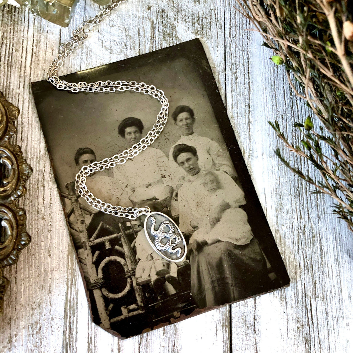 Tiny Taliman Collection - Sterling Silver Snake Pendant 18x10mm /.