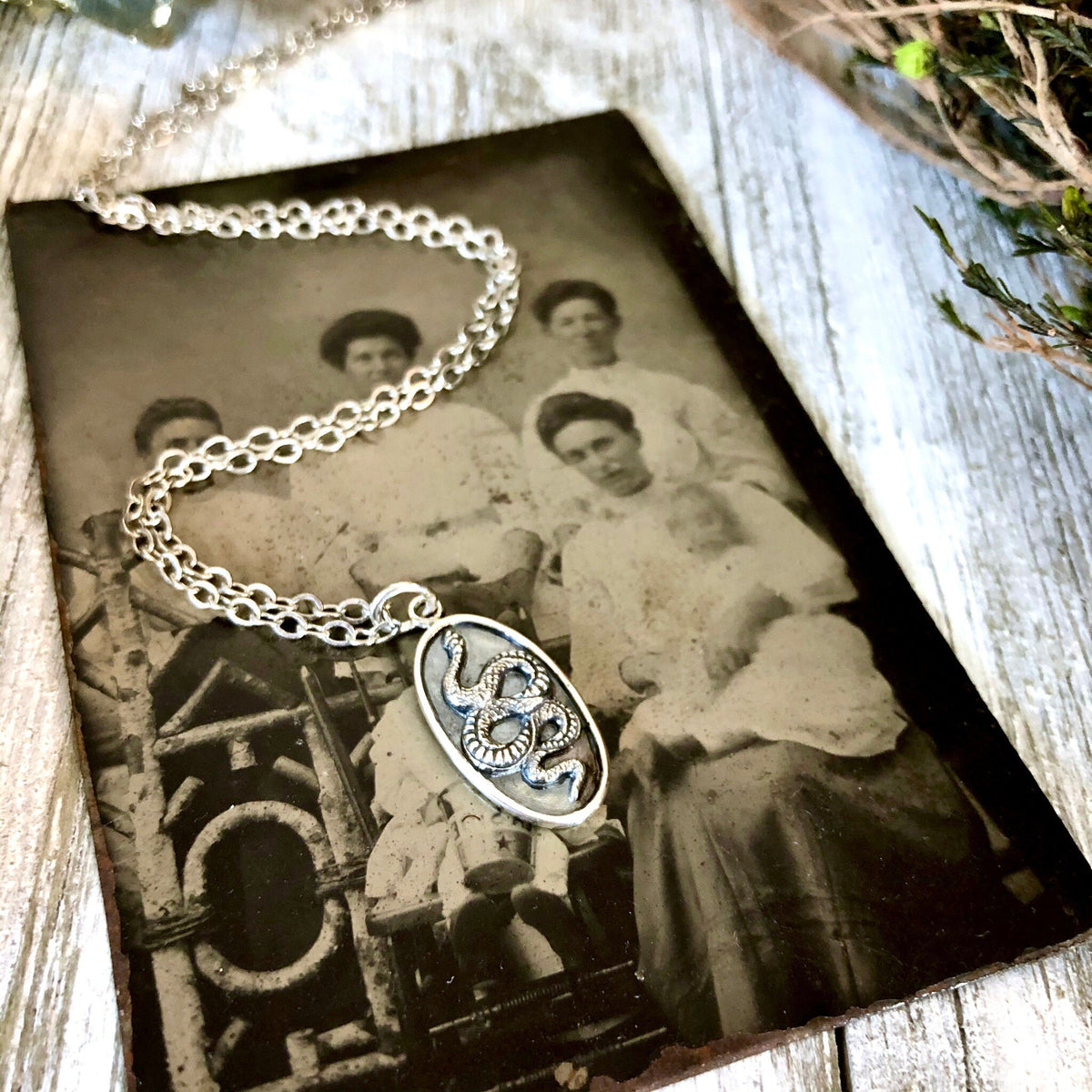 Tiny Taliman Collection - Sterling Silver Snake Pendant 18x10mm /.