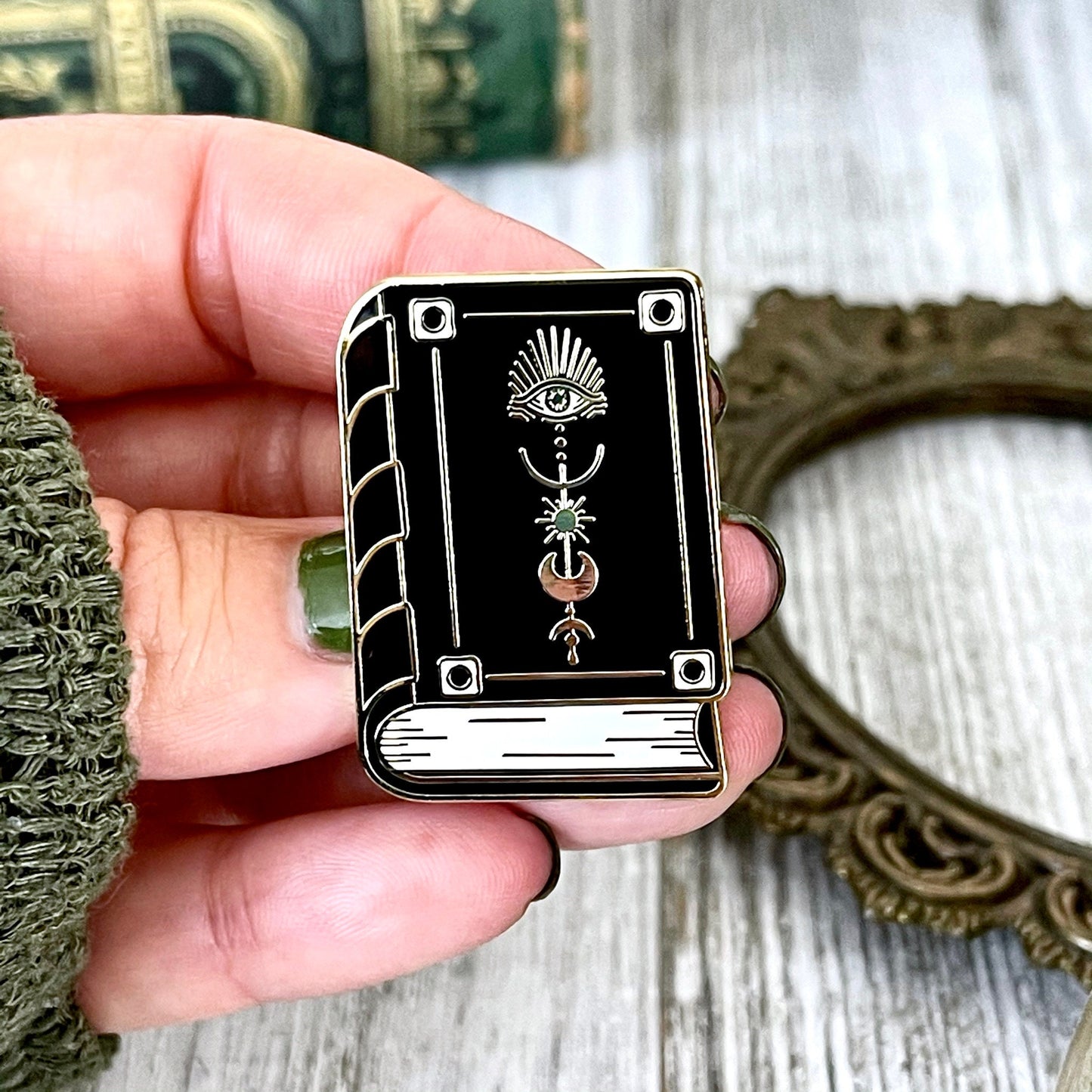 Witchy Pin Set - Set Of 3 Witchy Enamel Pins- Mushroom Pin, Potion Bottle Pin, Witch Pin , Book Pin.