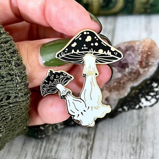 Witchy Pin Set  - Set Of 3 Witchy Enamel Pins- Mushroom Pin, Potion Bottle Pin, Witch Pin , Book Pin.