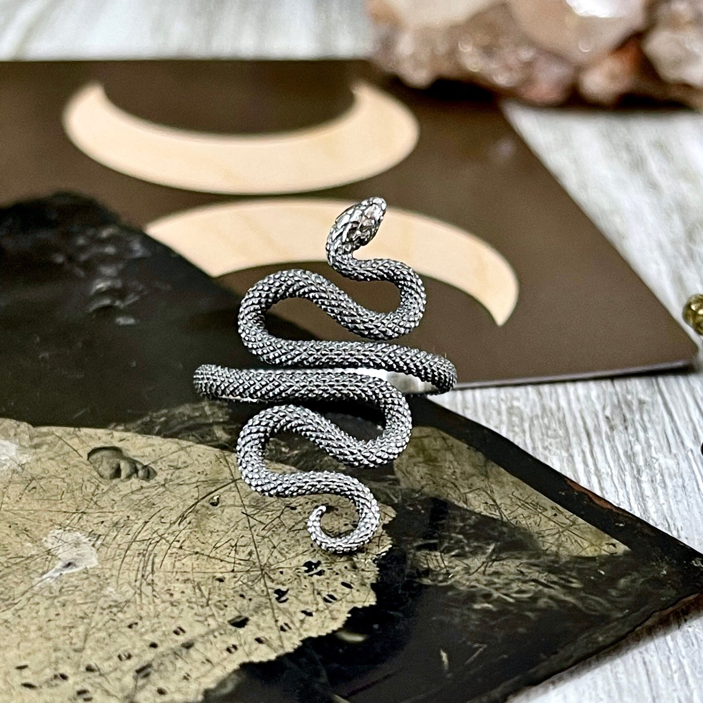 Snake Ring in Sterling Silver Adjustable / Tiny Talismans Collection.