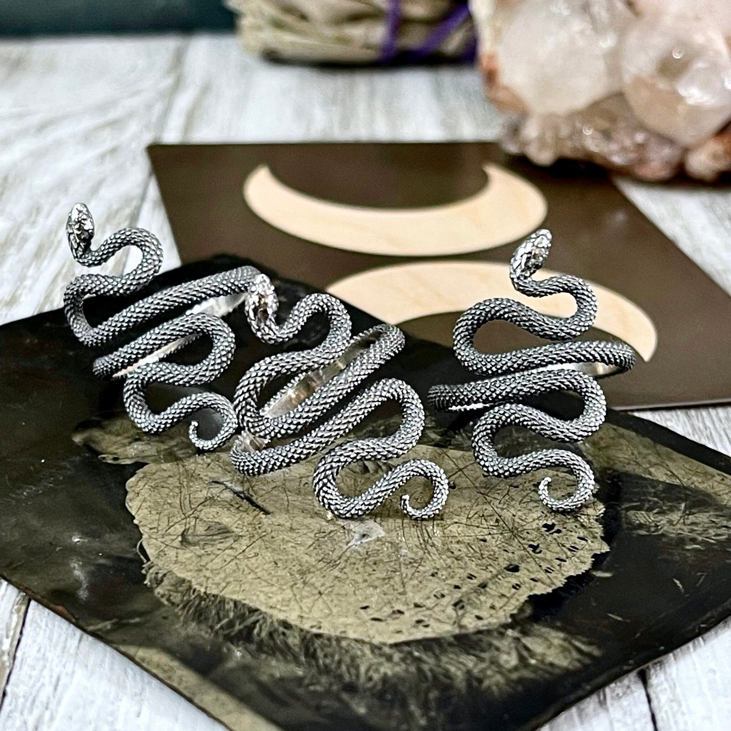 Snake Ring in Sterling Silver Adjustable / Tiny Talismans Collection.