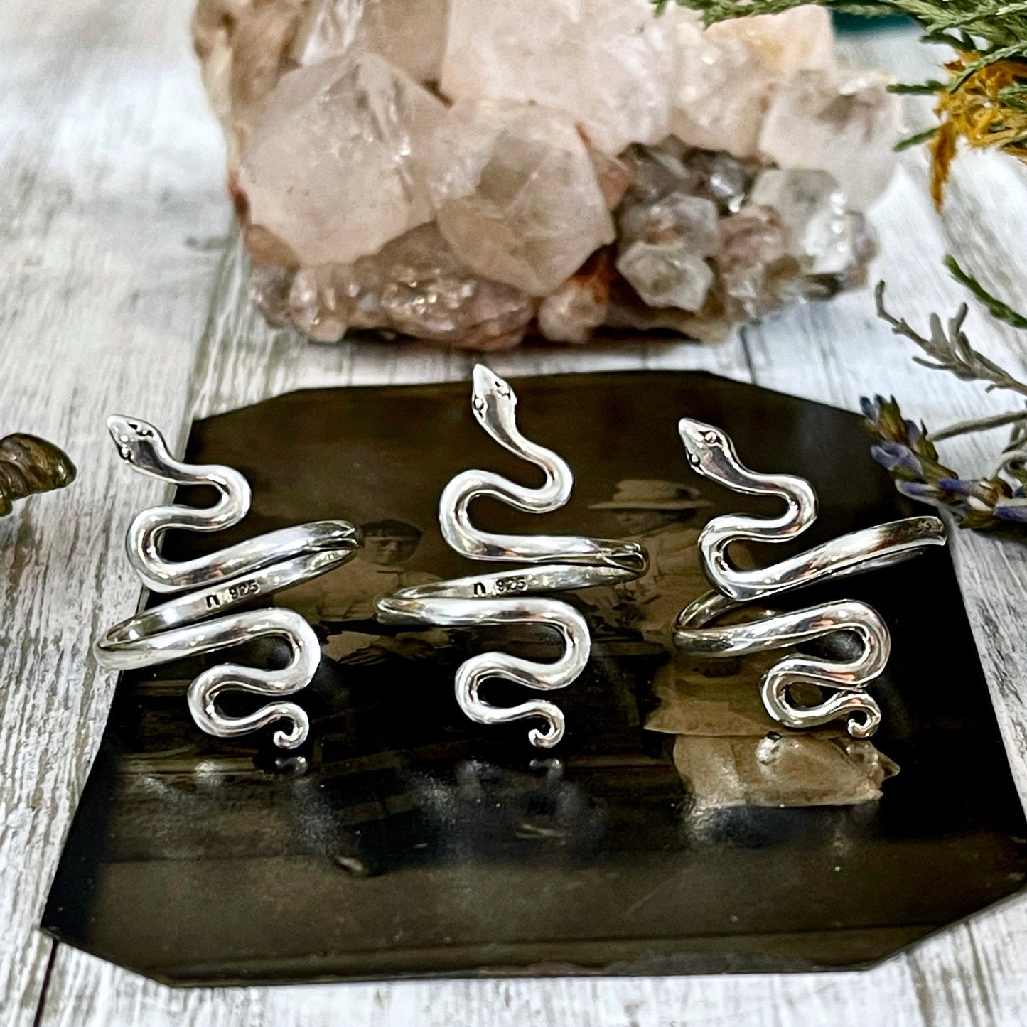 Snake Ring in Sterling Silver Adjustable / Tiny Talismans Collection.