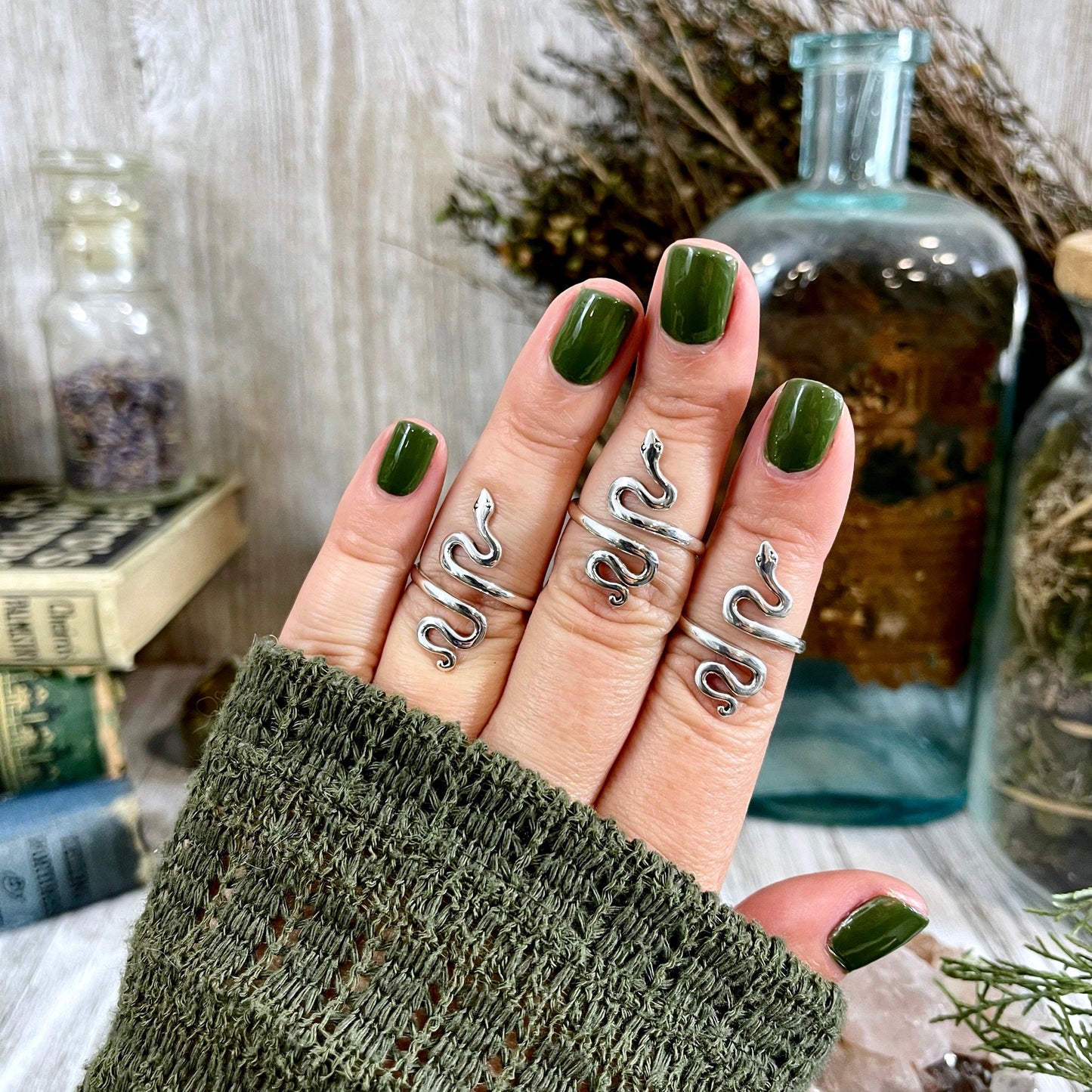 Snake Ring in Sterling Silver Adjustable / Tiny Talismans Collection.