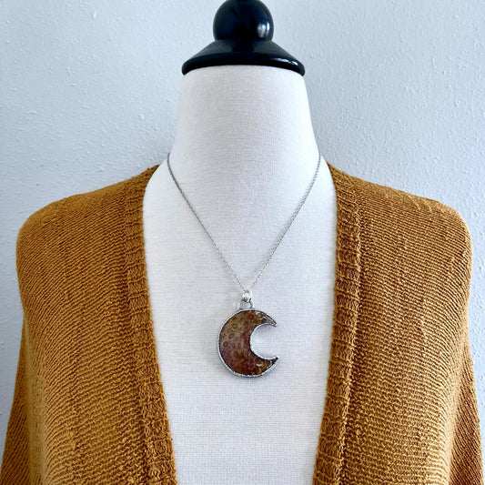 Bohemian Fashion, Bohemian Jewelry, Crescent Moon, Crystal Jewelry, Crystal Necklace, Crystal Necklaces, Crystal pendant, Etsy ID: 1318999109, Fossilized Palm Root, FOXLARK- NECKLACES, Healing Crystal, Jewelry, Jewelry For Woman, Moon Necklace, Necklaces,