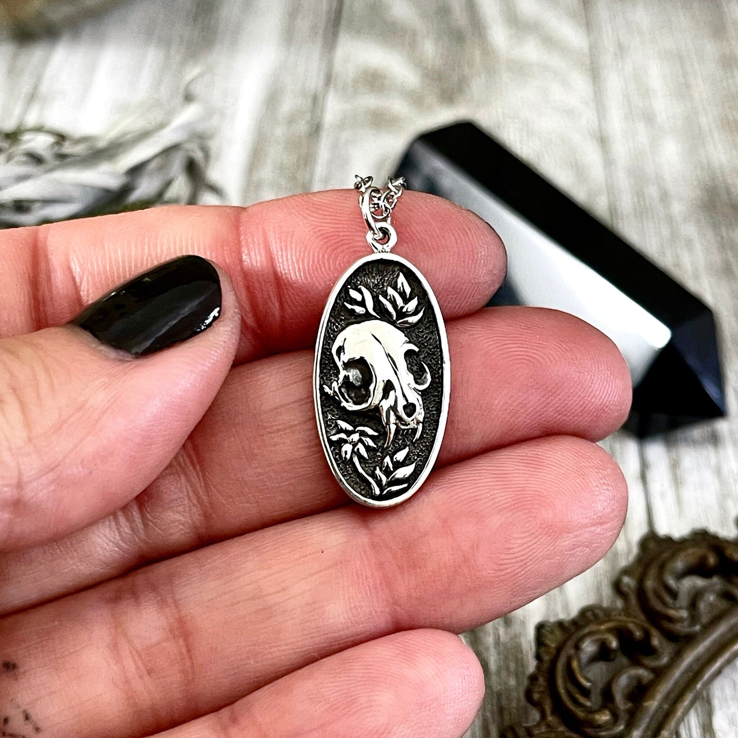 Tiny Talisman Collection - Sterling Silver Cat Skull 23x12mm /.