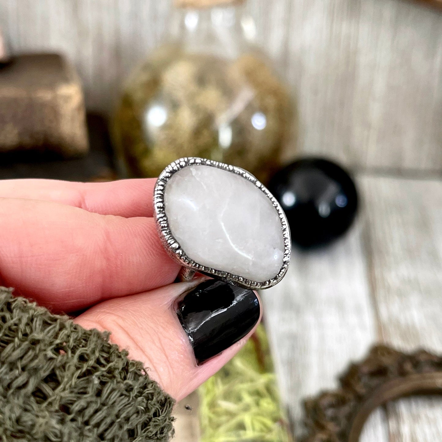 Rose Quartz Small Stone Ring in Fine Silver Size 5 6 7 8 9 10 / Foxlark Collection