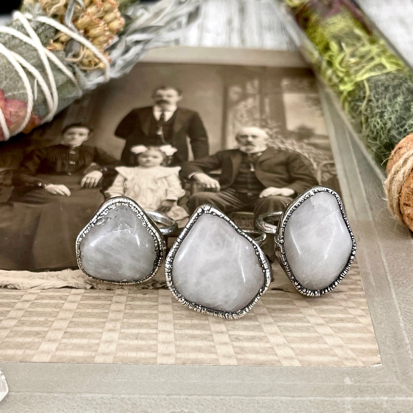 Rose Quartz Small Stone Ring in Fine Silver Size 5 6 7 8 9 10 / Foxlark Collection