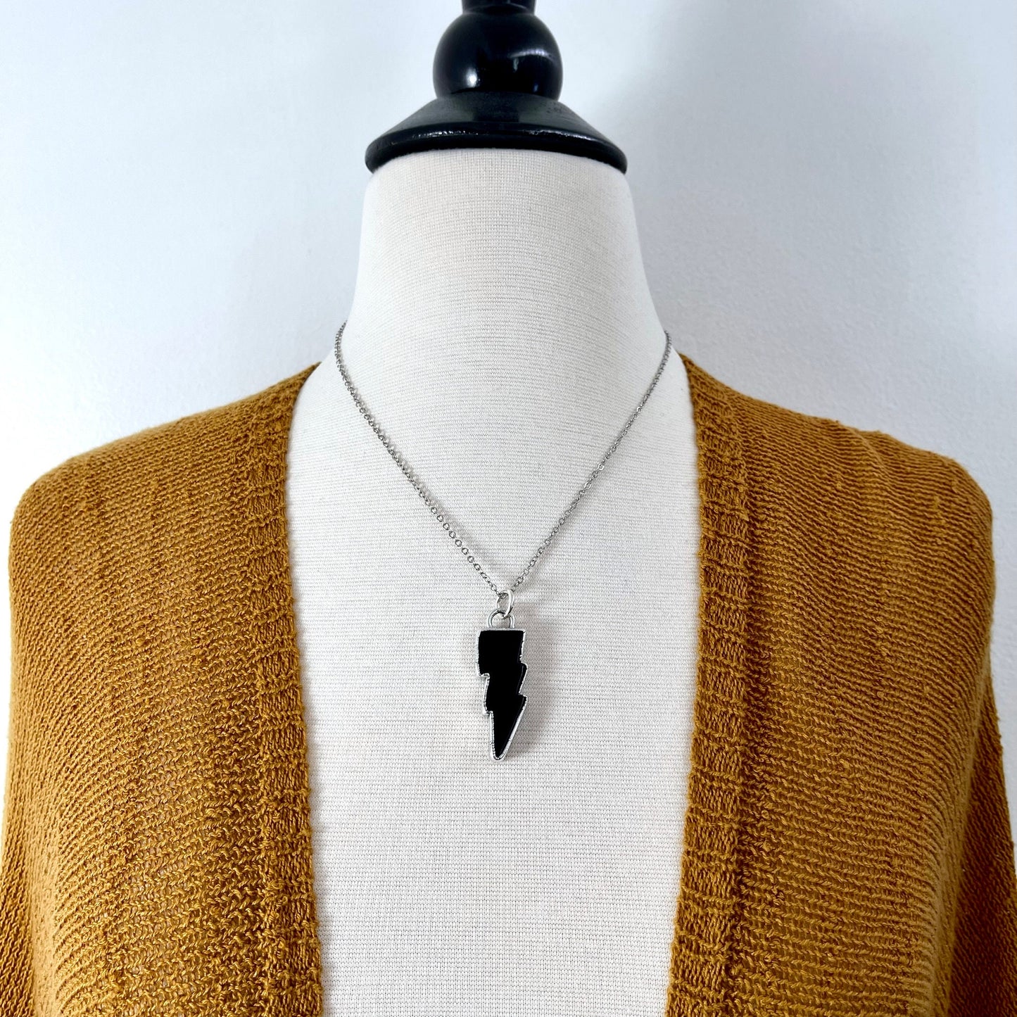 Black Onyx Necklace, Bohemian Jewelry, Bohemian Necklace, Crystal Jewelry, Crystal Necklace, Crystal Necklaces, Etsy ID: 1586973106, FOXLARK- NECKLACES, Gothic Jewelry, Gothic Necklace, Gothic Pendent, Jewelry, Lightning Bolt, Lightning Bolt Cab, Necklace