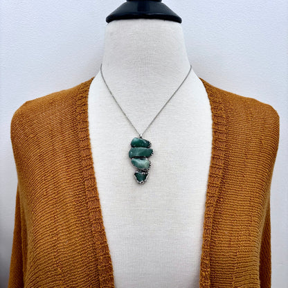 Four Stone Aventurine Necklace in Fine Silver / Foxlark Collection