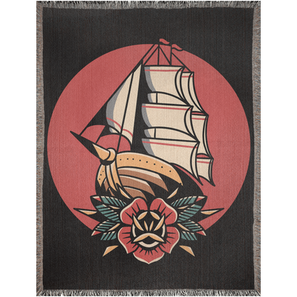 Old Sailor Traditional Tattoo Style - Woven Blanket