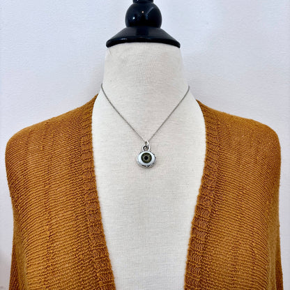 Green Iris Eye Necklace Fine Silver / Foxlark Collection - One of a Kind