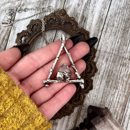 Raw Herkimer Crystal Necklace in Silver / Sticks & Stones Collection