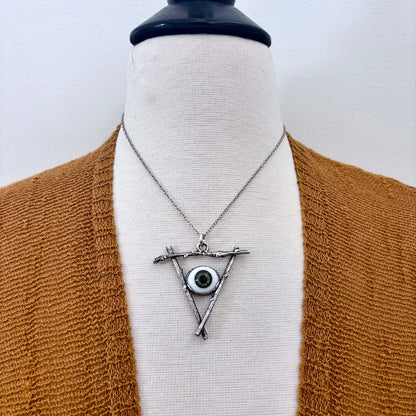 Green Iris Eye Necklace Fine Silver / Sticks & Stones Collection