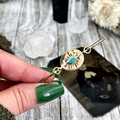 Dainty Turquoise Sunburst Brass Bracelet