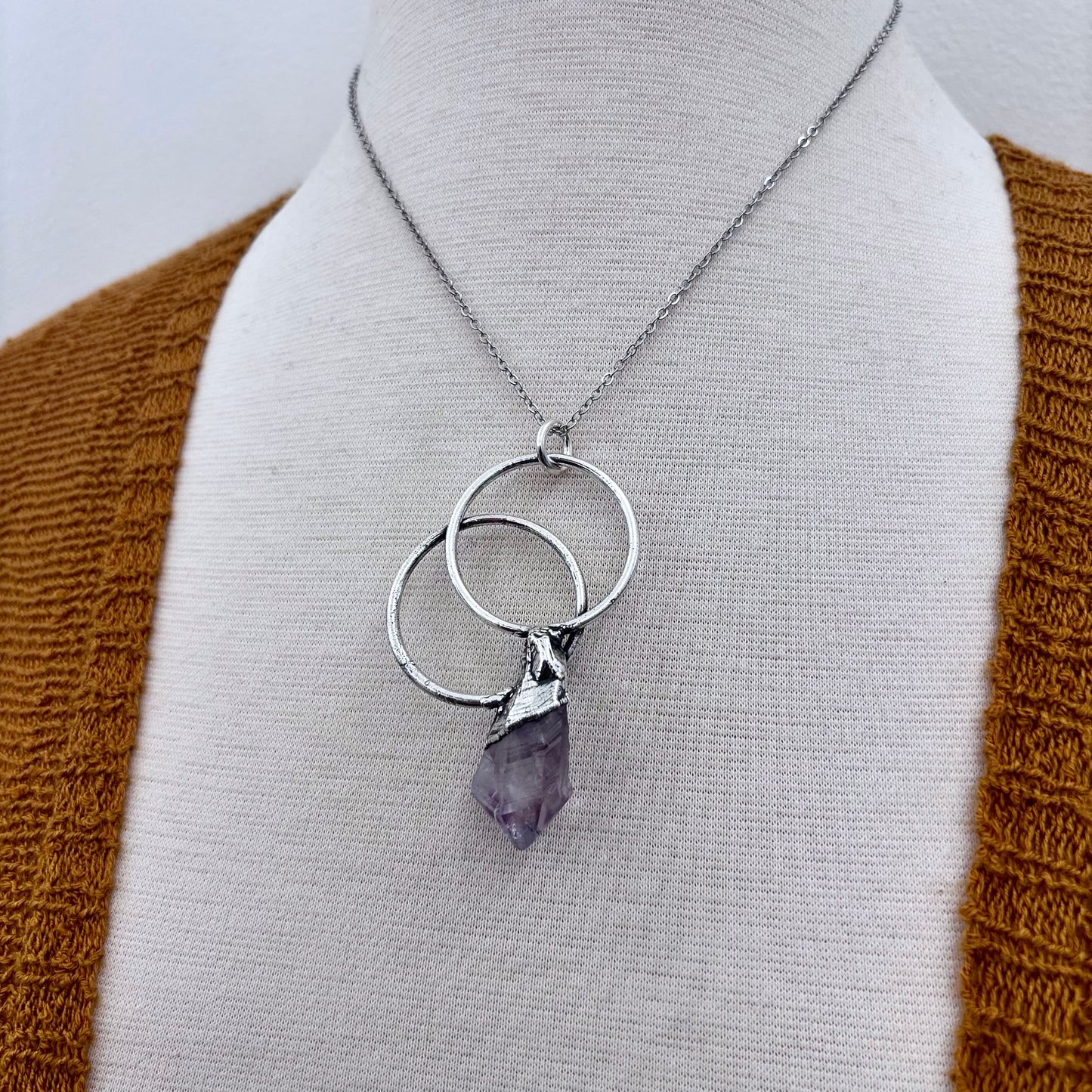 Big Raw Amethyst Necklace in Fine Silver / Foxlark Collection - One of a Kind