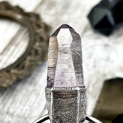 Big Raw Vera Cruz Amethyst  Crystal  Necklace in Fine Silver / Foxlark Collection - One of a Kind