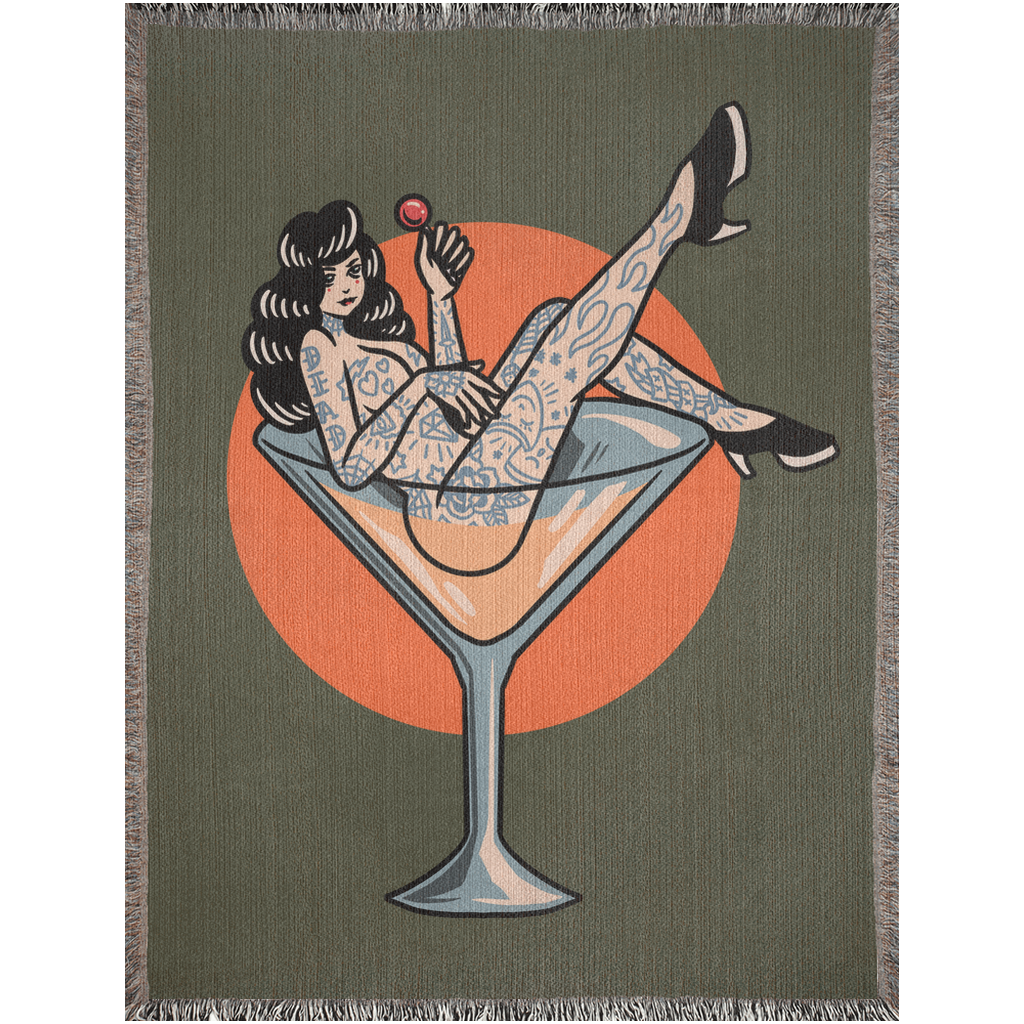 Miss Martini Traditional Tattoo Style - Woven Blanket