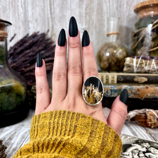 Fossilized Palm Root Ring Size 8 / Foxlark Crystal Jewelry Collection