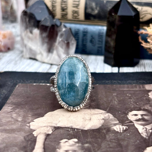 Blue Aquamarine Ring Silver Size 11 / Foxlark Collection