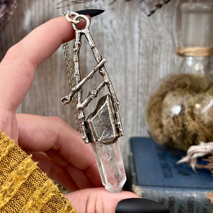 Raw Clear Quartz Crystal Necklace in Silver / Sticks & Stones Collection