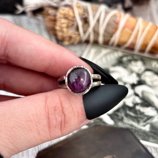 Star Ruby Crystal Ring Fine Silver Size 6 / Foxlark Collection - One of a Kind