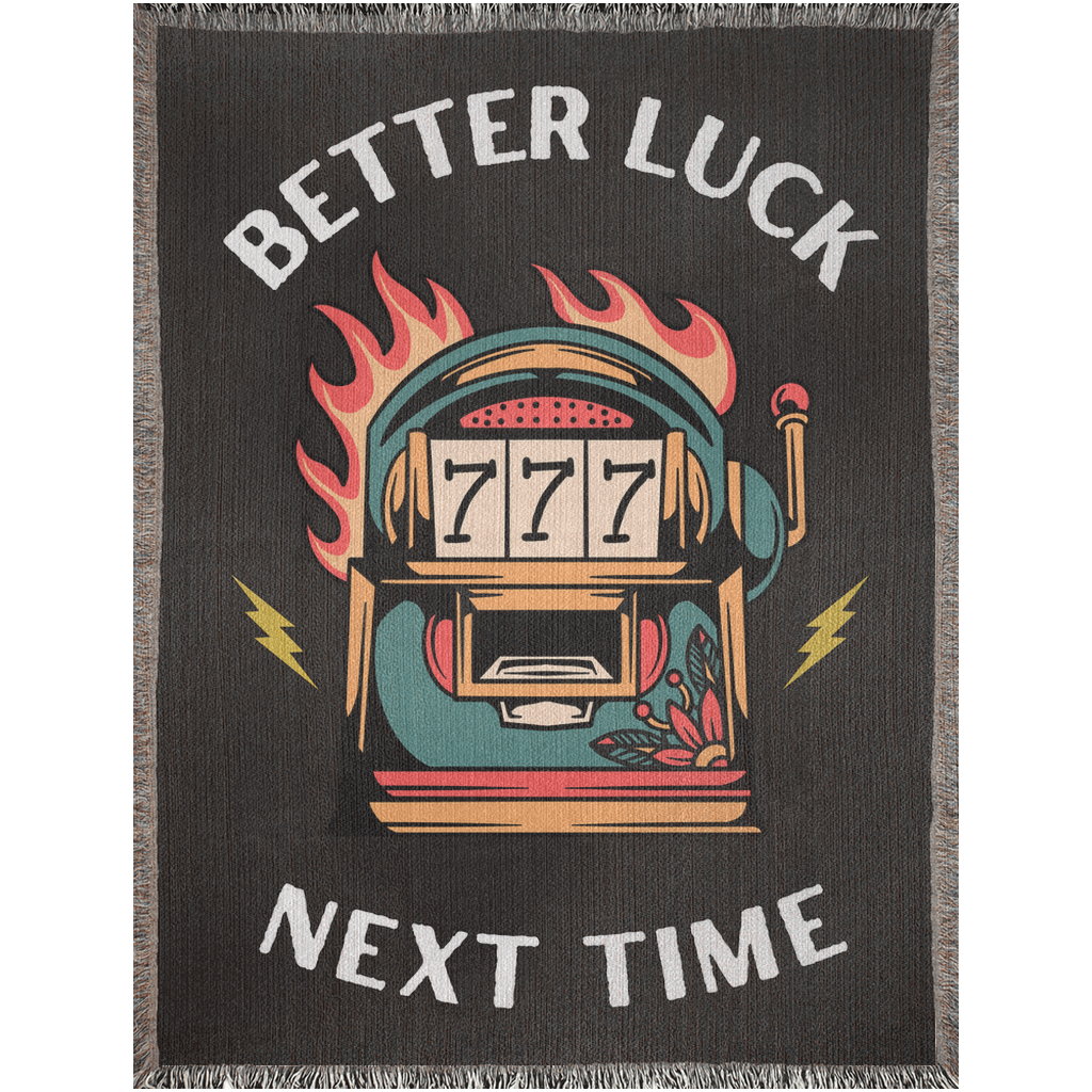 Better Luck Next Time Tattoo Style Woven Fringe Blanket