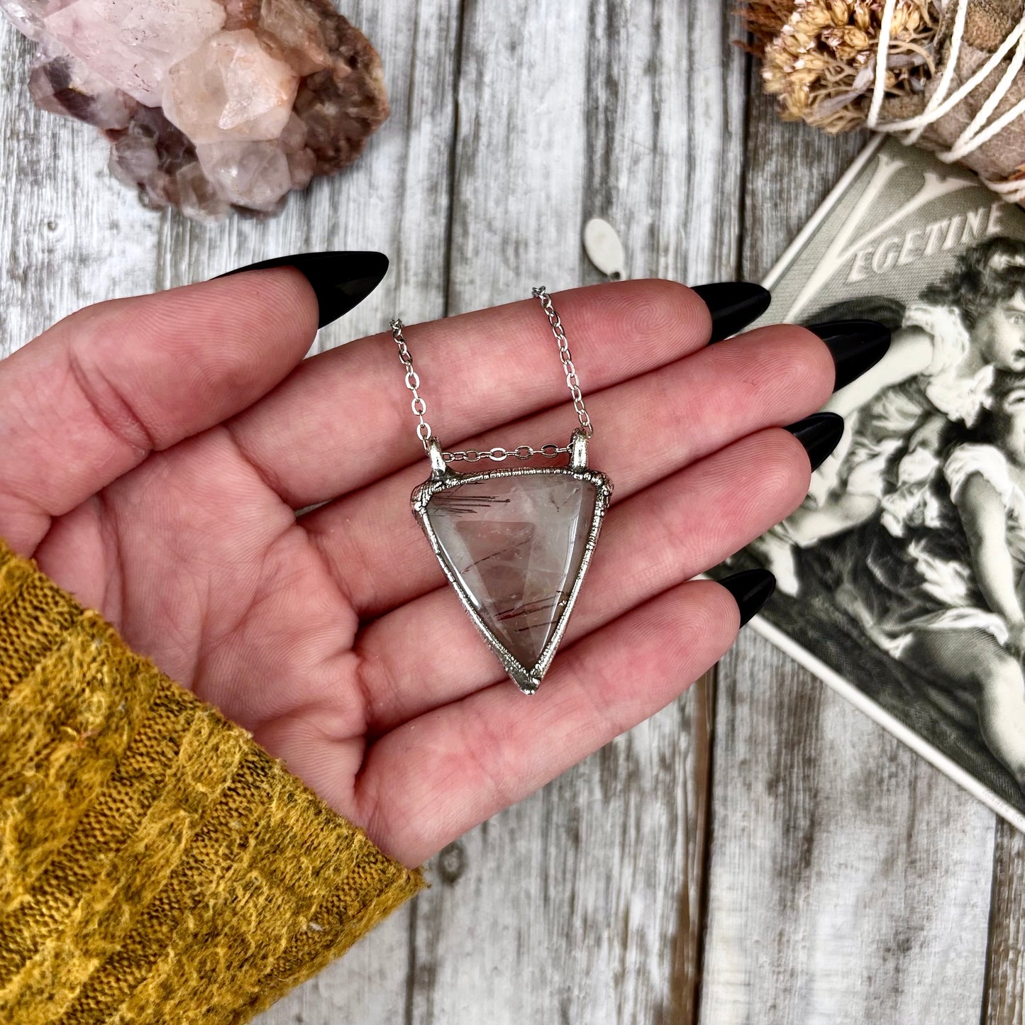 Rutilated Quartz Crystal Necklace in Fine Silver / Foxlark Collection - One of a Kind