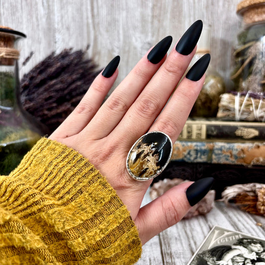 Fossilized Palm Root Ring Size 8 / Foxlark Crystal Jewelry Collection